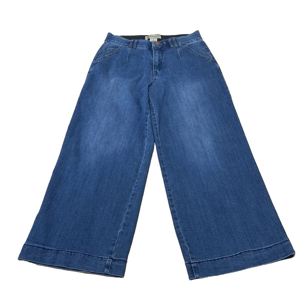Democracy Ab Solution Wide Leg Jeans Womens Size 8 Crop Blue Denim Boho